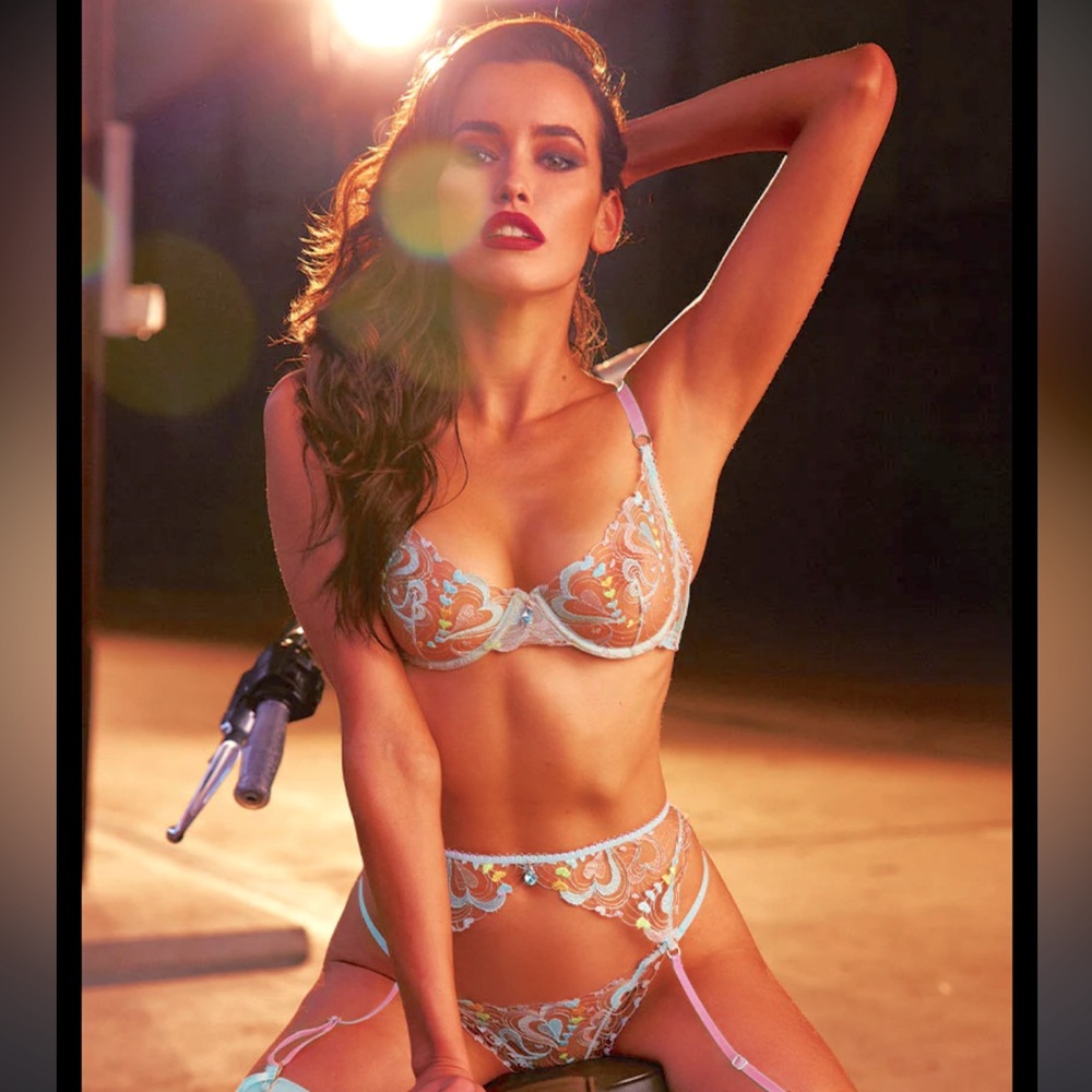♡BNWT PERFECTLY PASTEL HB™ ☆Candy Aquamarine☆ Size 30DD/30E Bra w/ XS Garter♡
